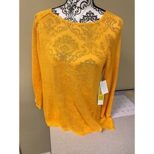 Sigrid‎ Olsen Signature Women's Yellow 100 Linen Knit Sweater Size S